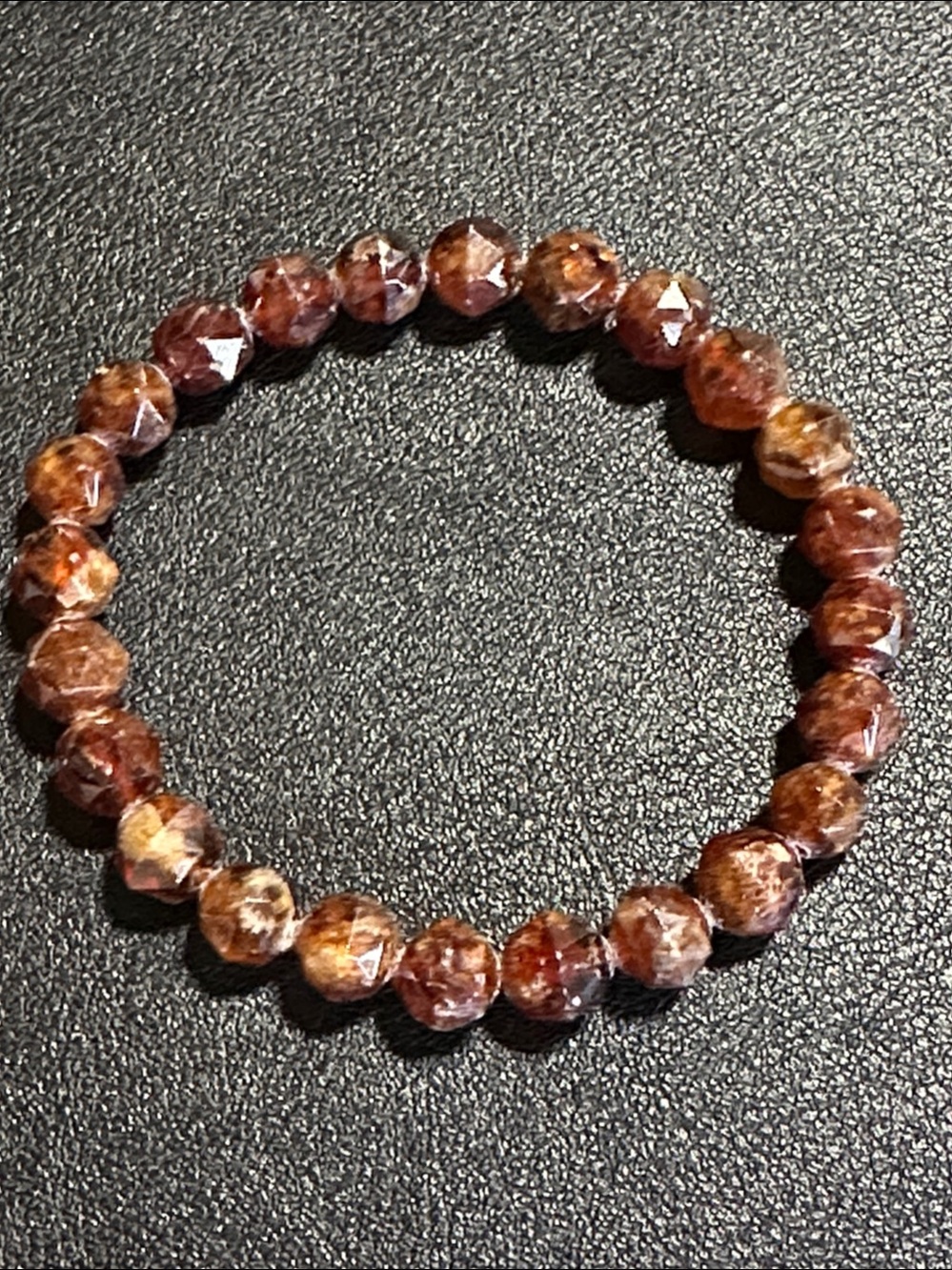 Hessonite Faceted Garnet Gem Stone Beaded Stretch Bracelet